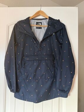 Vintage North Face Navy and Light Gray Hooded Jacket